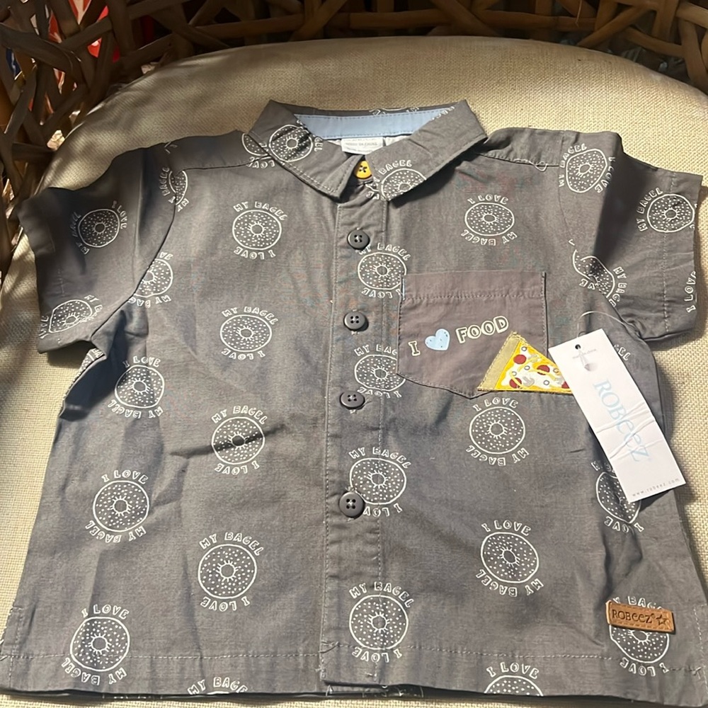 New Robeez I Love My Bagel Boys Shirt Baby 6-9 M NWT
